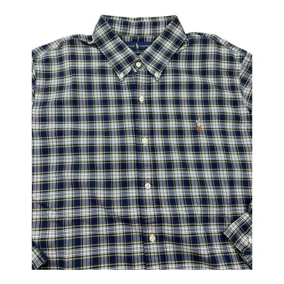 New Ralph Lauren Men US XL Blue Plaid Shirt Long Sleeve Classic Fit Button Down - Picture 4 of 5